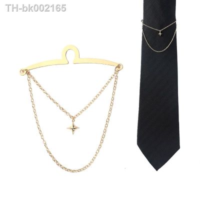 ◄☁ New Star Cross Tie Clip Fashion Mens Tassel Chain Business Wedding Ties Accessories High-end Necktie Clips Luxulry Jewelry