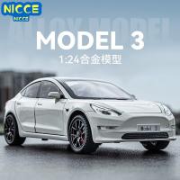 Nicce 1:24 Tesla โมเดล3แบบจำลองสูงโลหะผสมหล่อขึ้นรูปเสียงรถยนต์ดึงกลับของขวัญของเล่นเด็กคอลเลกชัน