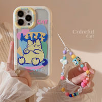 เคสป้องกันโทรศัพท์มือถือ Apple iPhone 15/14/13/12/11/X/xs/xr พร้อมลายแมวน่ารัก15 Pro Max เคสโทรศัพท์มือถือ14 Plus ล้อมรอบเต็มรูปแบบเปลือกแข็ง13 Mini พร้อมสร้อยข้อมือ