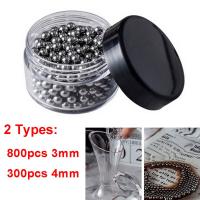 800/300Pcs 3/4mm Glass Bottle Cleaning Ball Pellets Stainless Steel Bead Brushing Wine Tea Stains Clean Decanter Cup Bar Acces Cups  Mugs Saucers