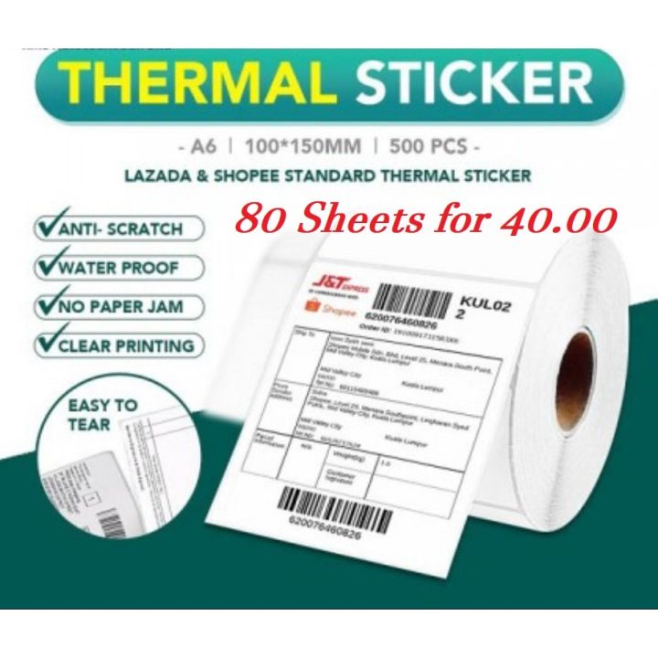 A6 Shipping Waybill Sticker Paper Roll Three Proof Thermal Label 500 Sheets 100mmx150mm Lazada Ph 4295