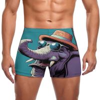 Elephant Swimming Trunks Laughing Quick Dry Print Swim Boxers Plus Size Training Man Swimwear Swimwear