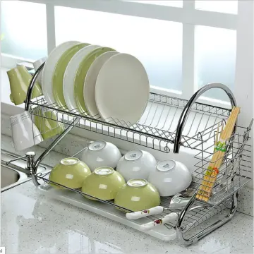 Dish Drying Rack, 1Easylife 2 Tier Dish Rack Stainless Steel with