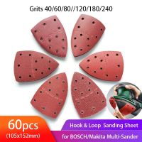 60pcs Mouse Sanding Sheets Hook and Loop Sander Pads Sand Paper Assorted 40/60/80/ 120/180/ 240/ Grits Fit Bosch Multi-Sander Cleaning Tools