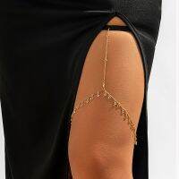 【CW】❁☃  Salircon Glass Pendant Thigh Chain Trend Adjustable Elastic Leg Female Jewelry