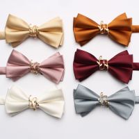 New solid color business tie men and women with metal buckle fashion casual gentlemens tie  bow tie Boys Clothing