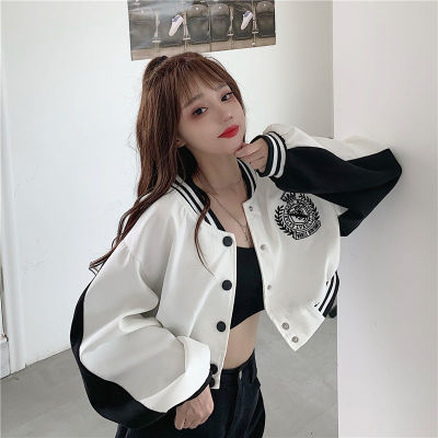 ‘；’ MEXZT Women Patchwork Embroidery Crop Baseball Coats Korean Fashion Long Sleeve BF Jackets Spring Retro Streetwear Lady Outwear