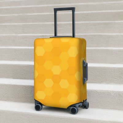 Yellow Hives Suitcase Cover Honeycomb Print Fun Travel Protector Luggage Accesories Vacation