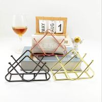 [COD] wrought iron vertical paper towel hotel restaurant cafe napkin clip golden square storage desktop