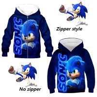 New Sonic The Hedgehog Hoodies Spring and Summer Zipper Hooded Clothes 3D Anime Peripheral Cosplay Boys and Girls Birthday Gift