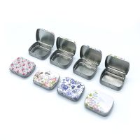 1Pc Flower Mini Collectables Tin Box Metal Hinged Storage Box Candy Pill Cases for Home Organizer Rectangular Jewelry Container Storage Boxes