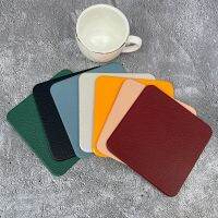 【CW】 4Pcs/Set Resistant Faux Leather Drink Cup Coasters Non-Slip Pot Holder Table Placemat