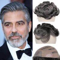 YY Wigs for Men hombre 1B# Mix 40% Grey Human Hair Wig Toupee Men wig Durable Bond Swiss Lace &amp; Skin PU Hair Replacement System Gift ของขวัญ ของขวัญ