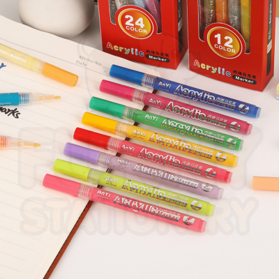 ACRYLIC MARKER ปากกาสีอะคริลิค 1mm เซ็ท 12 สี 24 สี และ 36 สี ปากกาเพ้นท์ ระบายสี AY-1106