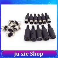 JuXie store Solder Connector Din 3 4 5 6 7 8 Pin Core Male Female Power Plug Plastic Handle Female Socket Hulled Panel Mount Chassis