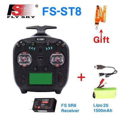 Lamontuo FS-ST8รถฟลายสกี2.4Ghz 10CH เครื่องรับส่งวิทยุ2S แบตเตอรี่ Lipo พร้อมตัวรับสัญญาณสำหรับอาร์ซี SR8เครื่องบินโดรนเรือ