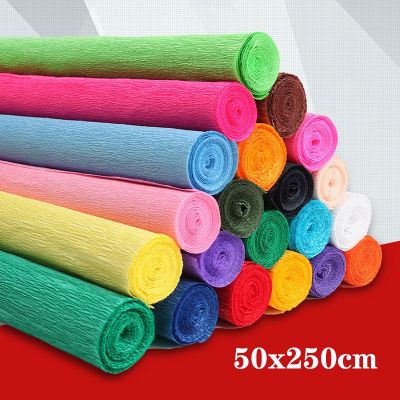 【YF】₪▤♈  50x250cm Colored Crepe Paper Roll Crinkled Flowers Decoration Wrapping