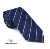 Giorgio Del Sarto Necktie 7.5 cm Blue with Blue Stripe Fabric Texture เนคไทสีน้ำเงินมีเท็กเจอร์