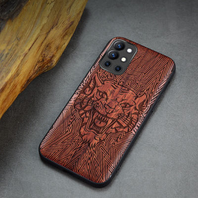 Elewood Wood Case For OnePlus 9 Pro Real Wooden Cover  Original Luxury For OnePlus 9R Carved Shell Thin Accessory Phone Hull