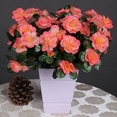 21 Head Artificial Silk Flower Azalea pink Faux Primroses Bouquet Wall Home Table Wedding Party Garden Outdoor Vase Decor Flower Spine Supporters