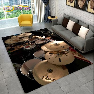 3D Drum Kit Music Instruments Area Rug LargeCarpet Rug for Living Room Bedroom Sofa Doormat DecorKid Play Non-slip Floor Mat