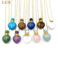 gems stone perfume bottle necklace Diffuser Pendant lapiz lazuli amethysts heart shape charm