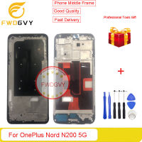 FWDGVY สำหรับ OnePlus Nord N200 5G แผงหน้าปัดโครงหน้ากากกลางเครื่องรองรับหน้าจอ LCD กลางหน้าซ่อมแซม