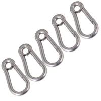 ❧❀⊙ 5PCS M5 Secure Lock 304 Stainless Steel 50mm Hook Carabiner Eyelet