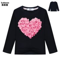 Girls Princess Long sleeve T shirt Heart Shape Rose Flower t shirt Girls Beautiful tee shirt Cotton Tops