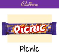 สินค้านำเข้า ♦ (x 5) [Best Before - 18/Oct/2021] Cadbury Picnic 48g แคดเบอรี ปิกนิก ช็อกโกแลตนมผสมถั่วลิสงและคาราเมล