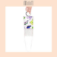 [MILIN] Crystal drop fringe and Metal hoop rings  Polyester handle bag กระเป๋าถือห่วงทรงกลมพิมพ์ลายแต่งเส้นคริสตัล Dazzling Bag