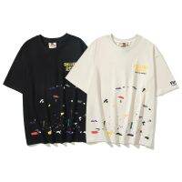 High street GALLERY TOKYO JAPAN splash print T-shirt summer loose casual men and women lovers short-sleeved T-shirt