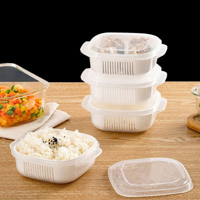 Annabels กล่องเก็บของอุ่นข้าวกล่องข้าวกลางวันกล่องใส่อาหารตู้เย็นกล่องเก็บผักผลไม้สดพร้อม Keranjang Tirisan