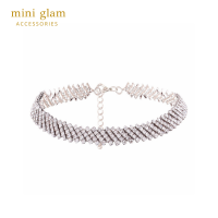 Miniglam Myra Crystal Layer Choker Necklace สร้อยคอโชคเกอร์เลเยอร์แบบสั้นสีเงิน