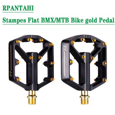 RPANTAHI แป้นเหยียบสีทองสำหรับจักรยาน3แบริ่งอะลูมินัมอัลลอยแพลตฟอร์มด้ามจับปรับได้อุปกรณ์จักรยานที่เหยียบ MTB BMX