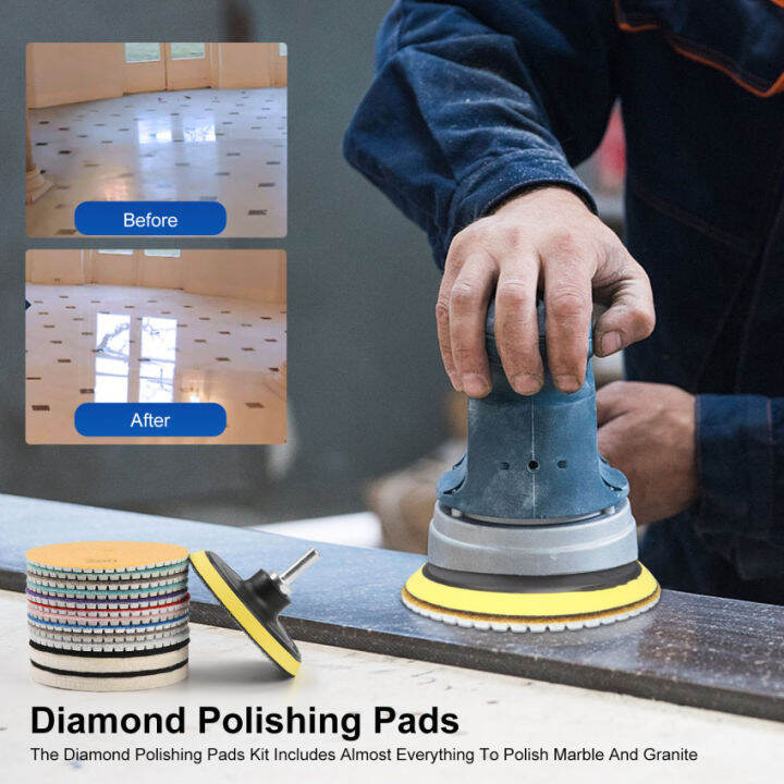 14PACK Diamond Polishing Pads with M14 Backer Pad, 100mm Wet Dry Stone