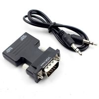 ♘ HDM1-compatible Female to VGA Male Converter 3.5mm Audio Cable Adapter 1080P FHD Video Output for PC Laptop TV Monitor Projector