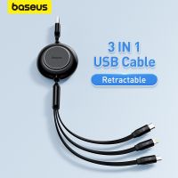 Baseus 3 IN 1 สายชาร์จ USB สําหรับ i-Phone 13 12 Micro USB Type C สายชาร์จ พับเก็บได้ สําหรับ i-Phone X 8  dgh