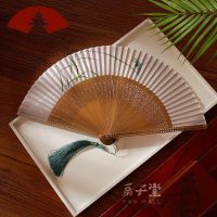 Fan Japanese style and fan bamboo handle folding fan exquisite folding fan ancient style send small tassel