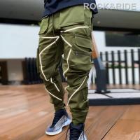 กางเกงหลายกระเป๋า Joggers Sweatpant ฮิปฮอปผู้ชายบล็อกสีสีดำกางเกงขายาวลำลองกางเกงคุณภาพเยี่ยมสำหรับ MenROCK &amp; RIDE สปอตสินค้า สินค้าสปอต สินค้าสปอต A วันวาเลนไทน์ ของขวัญ ของขวัญ gift gift gift