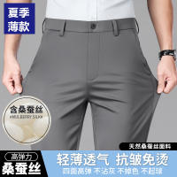 New [Contains Mulberry Silk] MenS Leisure Pants Spring And Summer Thin Business Straight Avoid Hot Wrinkles, Anti