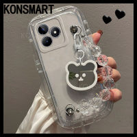 KONSMART เคสโปร่งใสน่ารักใหม่ Realme C33 C55 C53 C31 C30 C35 C21Y C25Y C21 C20 C15 C12 C25 C25S 10 11 11pro 11pro + 2023 Ins สร้อยข้อมือกระจกหมีปกป้องเลนส์ RealmeC53เคสโทรศัพท์กันกระแทก