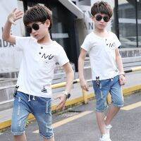 Summer Sport Suits Teenage Boys Clothing Sets Short Sleeve T Shirt amp; Hole Jeans Casual 3 5 7 9 10 12 13 Years Child Boy Clothes