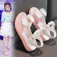 PU Leather Princess Sandals For Girls Rhinestone Diamond Bow Fashion Birthday Party Shoes For Teenage Travel Beach FootwearTH