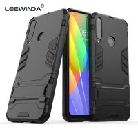 LEEWINDA เคสโทรศัพท์สำหรับ Huawei Y6P,เคส Lron Man หรูหราฝาครอบแข็งเกราะและซิลิโคนอ่อนกรอบ TPU เคสวงเล็บที่มองไม่เห็น