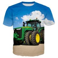 2023 Kawaii 3D Print Car Tractor Men T Shirt Summer Fashion Cartoon Casual T-shirt Boy Unisex Children Short Sleeve Clothes Tops Boys