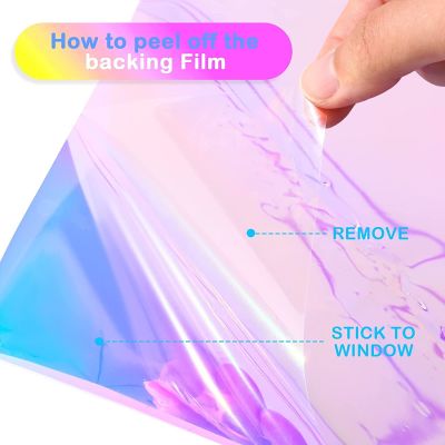 【CW】♙  Holographic Window Film Iridescent Dichroic Glass Sticker Self-Adhesive Cellophane Roll