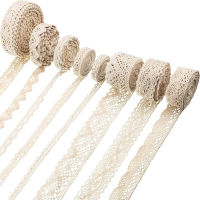 5Yards Cotton Lace Trim Ribbon Vintage White Beige Fabric Crochet Lace Wedding Decor Christmas Package DIY Sewing Craft Supplies Fabric  Material