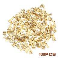 100Pcs 4.8mm/6.3mm Female Crimp Terminal Connector Gold Brass Car Speaker Electric Wire Connectors Crimping Terminals