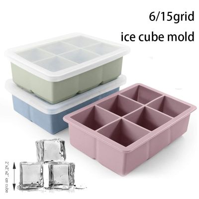 Ice Cube Mould Silicone Square Shape 2inch Large Size Ice Cube Tray Bpa Free Stackable Flexible Safe Big Ice Cube Mold  Kitchen Ice Maker Ice Cream Mo